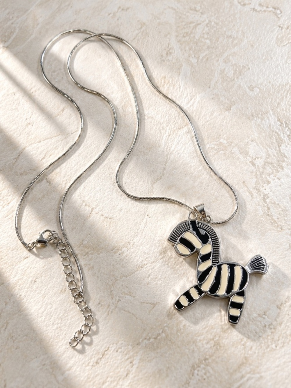 Zebra Pendant Necklace